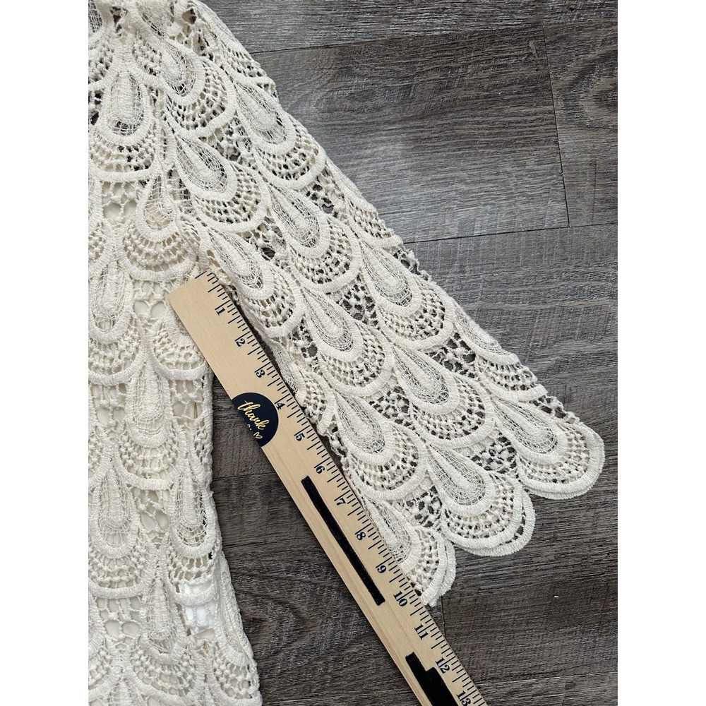 Adiva Women's Top Lace Ivory 3/4 Bell Sleeve Lined Size PM - Picture 11 of 15
